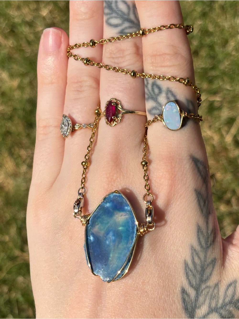 Blue agate interchangeable necklace
